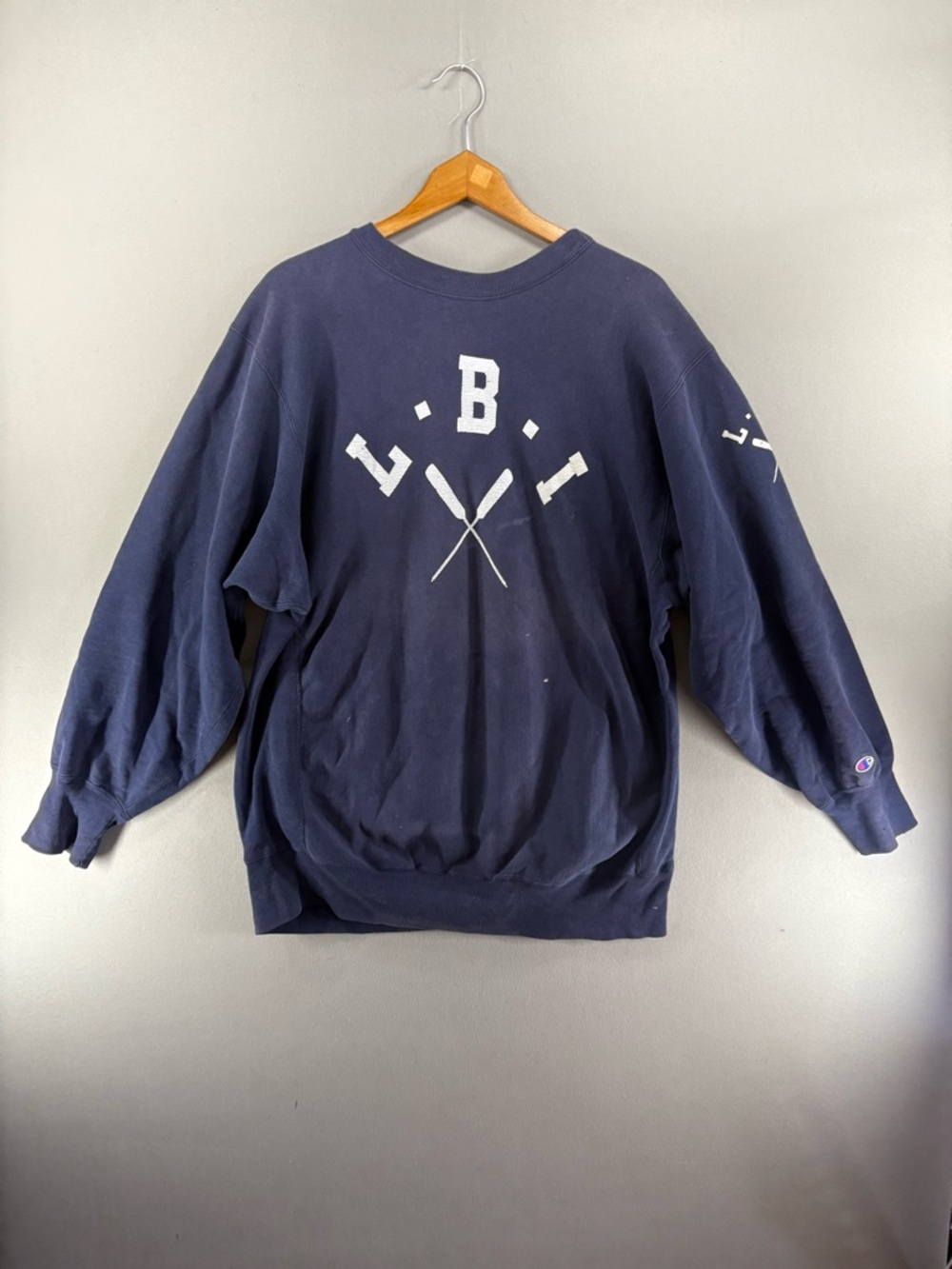 Vintage LBI Champion Warm Up Lands End Reverse Weave Crewneck Sweatshirt L USA